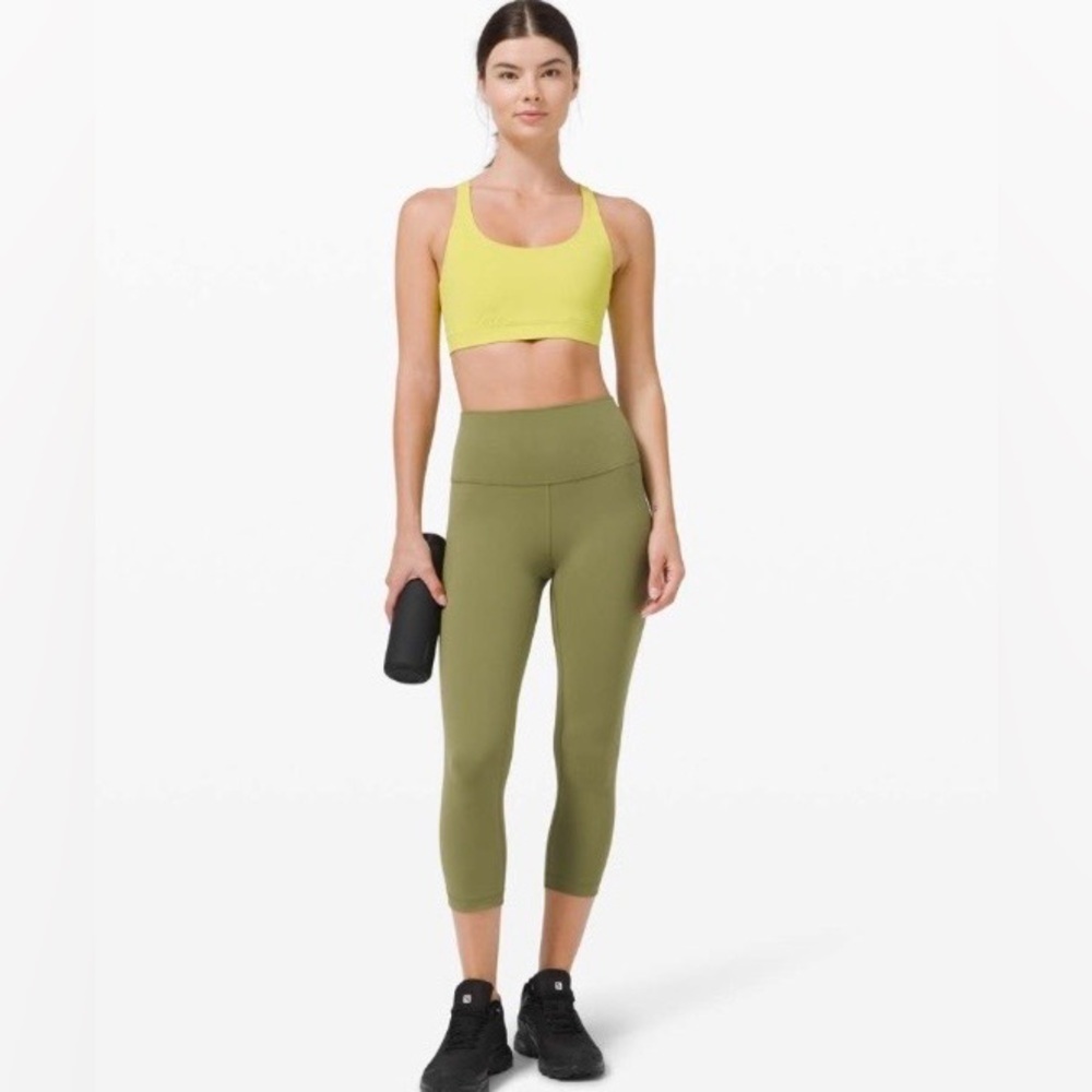 Lululemon Wunder Train Crop 21 Bronze Green Leggings Sz 2 Athletic Yoga Workout